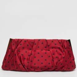 مملوكة مسبقًا Dolce & Gabbana Red/Black Polka Dot Satin Frame Clutch