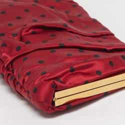 مملوكة مسبقًا Dolce & Gabbana Red/Black Polka Dot Satin Frame Clutch