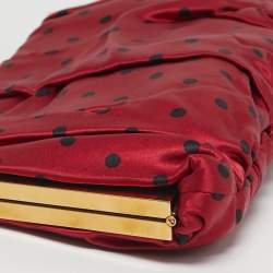 مملوكة مسبقًا Dolce & Gabbana Red/Black Polka Dot Satin Frame Clutch