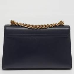 Pre Owned Dolce & Gabbana Lucia Large Navy Blue Leather Shoulder Bag