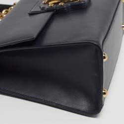 Pre Owned Dolce & Gabbana Lucia Large Navy Blue Leather Shoulder Bag