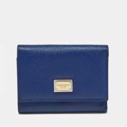 مملوكة مسبقًا Dolce & Gabbana Blue Leather Trifold Wallet