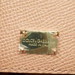 Pre Owned Dolce & Gabbana Floral Print Miss Sicily Beige Leather Top Handle Bag