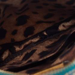 Pre Owned حقيبة كتف دولتشي أند غابانا ميس غلام قماش مبطن أزرق / ذهبي دائري