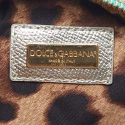 Pre Owned حقيبة كتف دولتشي أند غابانا ميس غلام قماش مبطن أزرق / ذهبي دائري