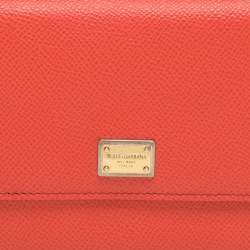 Pre Owned محفظة دولتشي أند غابانا كنتينينتال بغطاء جلد برتقالي