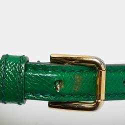 Pre Owned Dolce & Gabbana Miss Sicily Medium Green Leather Top Handle Bag