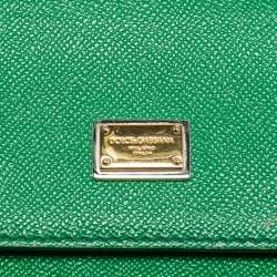 Pre Owned Dolce & Gabbana Miss Sicily Medium Green Leather Top Handle Bag