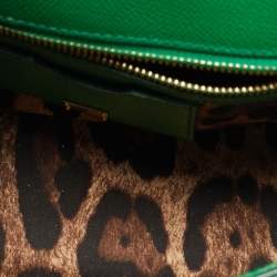Pre Owned Dolce & Gabbana Miss Sicily Medium Green Leather Top Handle Bag