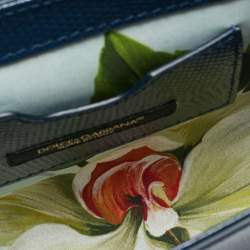 Pre Owned Dolce & Gabbana DG Millennials Navy Blue Lizard Embossed Leather Chain Crossbody Bag