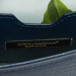 Pre Owned Dolce & Gabbana DG Millennials Navy Blue Lizard Embossed Leather Chain Crossbody Bag