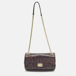 Pre Owned Dolce & Gabbana Purple Leopard Print Lizard Shoulder Bag