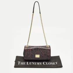 Pre Owned Dolce & Gabbana Purple Leopard Print Lizard Shoulder Bag