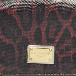 Pre Owned Dolce & Gabbana Purple Leopard Print Lizard Shoulder Bag