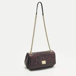 Pre Owned Dolce & Gabbana Purple Leopard Print Lizard Shoulder Bag