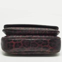 Pre Owned Dolce & Gabbana Purple Leopard Print Lizard Shoulder Bag