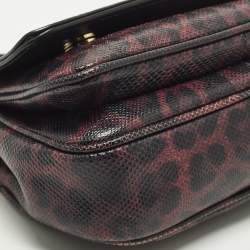 Pre Owned Dolce & Gabbana Purple Leopard Print Lizard Shoulder Bag