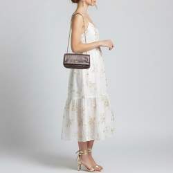 Pre Owned Dolce & Gabbana Purple Leopard Print Lizard Shoulder Bag