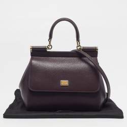 Pre Owned حقيبة دولتشي أند غابانا ميس سيسيلي جلد أرجواني صغيرة بيد علوية