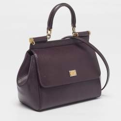 Pre Owned حقيبة دولتشي أند غابانا ميس سيسيلي جلد أرجواني صغيرة بيد علوية