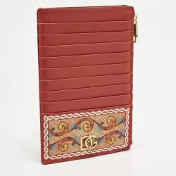 Pre Owned حافظة بطاقات دولتشي أند غابانا بسحاب جلد مطبوع بأشكال هندسية متعددة الألوان