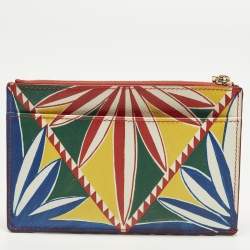 Pre Owned حافظة بطاقات دولتشي أند غابانا بسحاب جلد مطبوع بأشكال هندسية متعددة الألوان