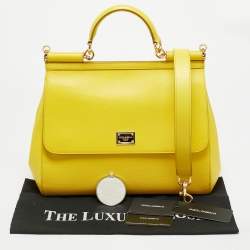 مملوكة مسبقًا حقيبة دولتشي أند غابانا ميس سيسيلي جلد أسود كبيرة بيد علوية