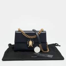 مملوكة مسبقًا حقيبة كتف جلد دولشي أند غابانا لوسيا كبيرة زرقاء غامقة