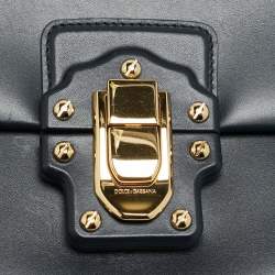 مملوكة مسبقًا حقيبة كتف جلد دولشي أند غابانا لوسيا كبيرة زرقاء غامقة