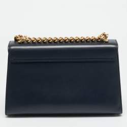 مملوكة مسبقًا حقيبة كتف جلد دولشي أند غابانا لوسيا كبيرة زرقاء غامقة