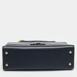 مملوكة مسبقًا حقيبة كتف جلد دولشي أند غابانا لوسيا كبيرة زرقاء غامقة