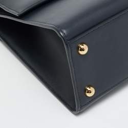 مملوكة مسبقًا حقيبة كتف جلد دولشي أند غابانا لوسيا كبيرة زرقاء غامقة