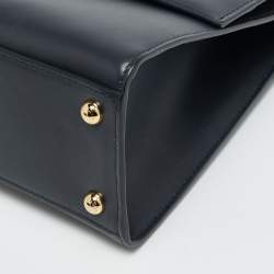 مملوكة مسبقًا حقيبة كتف جلد دولشي أند غابانا لوسيا كبيرة زرقاء غامقة