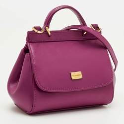 Pre Owned Dolce & Gabbana Miss Sicily Mini Pink Leather Top Handle Bag