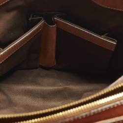 مملوكة مسبقًا حقيبة ساتشيل دولتشي أند غابانا قماش و جلد مطلي بطبعة الفهد بنية بسحاب