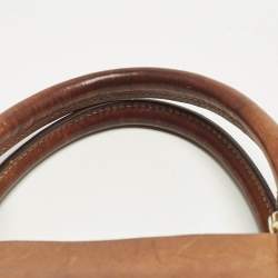 مملوكة مسبقًا حقيبة ساتشيل دولتشي أند غابانا قماش و جلد مطلي بطبعة الفهد بنية بسحاب