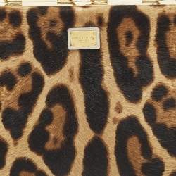 Pre Owned Dolce & Gabbana Miss Norma Brown/Beige Leopard Print Calf Hair Clutch