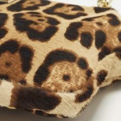 Pre Owned Dolce & Gabbana Miss Norma Brown/Beige Leopard Print Calf Hair Clutch