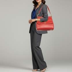 Pre Owned Dolce & Gabbana Miss Sicily Large Red Leather Top Handle Bag