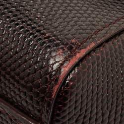 Pre Owned حقيبة دولتشي أند غابانا ميس سيسيلي صغيرة مرصعة كريستال يد علوية جلد نقشة السحلية عنابي داكن