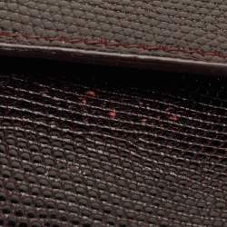 Pre Owned حقيبة دولتشي أند غابانا ميس سيسيلي صغيرة مرصعة كريستال يد علوية جلد نقشة السحلية عنابي داكن