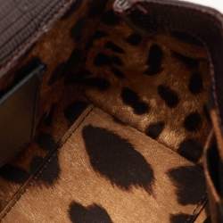 Pre Owned حقيبة دولتشي أند غابانا ميس سيسيلي صغيرة مرصعة كريستال يد علوية جلد نقشة السحلية عنابي داكن