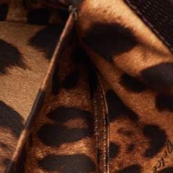 Pre Owned حقيبة دولتشي أند غابانا ميس سيسيلي صغيرة مرصعة كريستال يد علوية جلد نقشة السحلية عنابي داكن