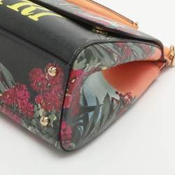 Pre Owned Dolce & Gabbana Miss Sicily Medium Capri Printed Multicolor Leather Top Handle Bag