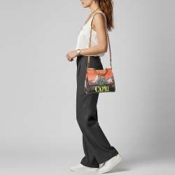 Pre Owned Dolce & Gabbana Miss Sicily Medium Capri Printed Multicolor Leather Top Handle Bag