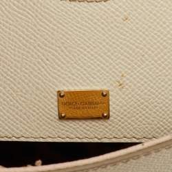 Pre Owned Dolce & Gabbana Miss Sicily Medium White Leather Top Handle Bag