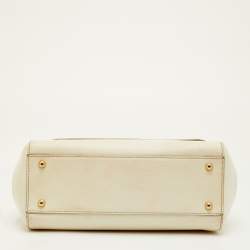 Pre Owned Dolce & Gabbana Miss Sicily Medium White Leather Top Handle Bag
