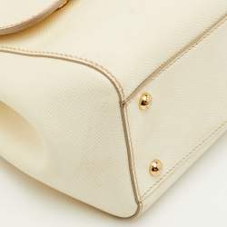 Pre Owned Dolce & Gabbana Miss Sicily Medium White Leather Top Handle Bag