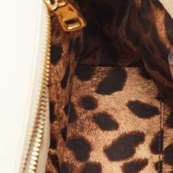 Pre Owned Dolce & Gabbana Miss Sicily Medium White Leather Top Handle Bag