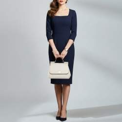 Pre Owned Dolce & Gabbana Miss Sicily Medium White Leather Top Handle Bag